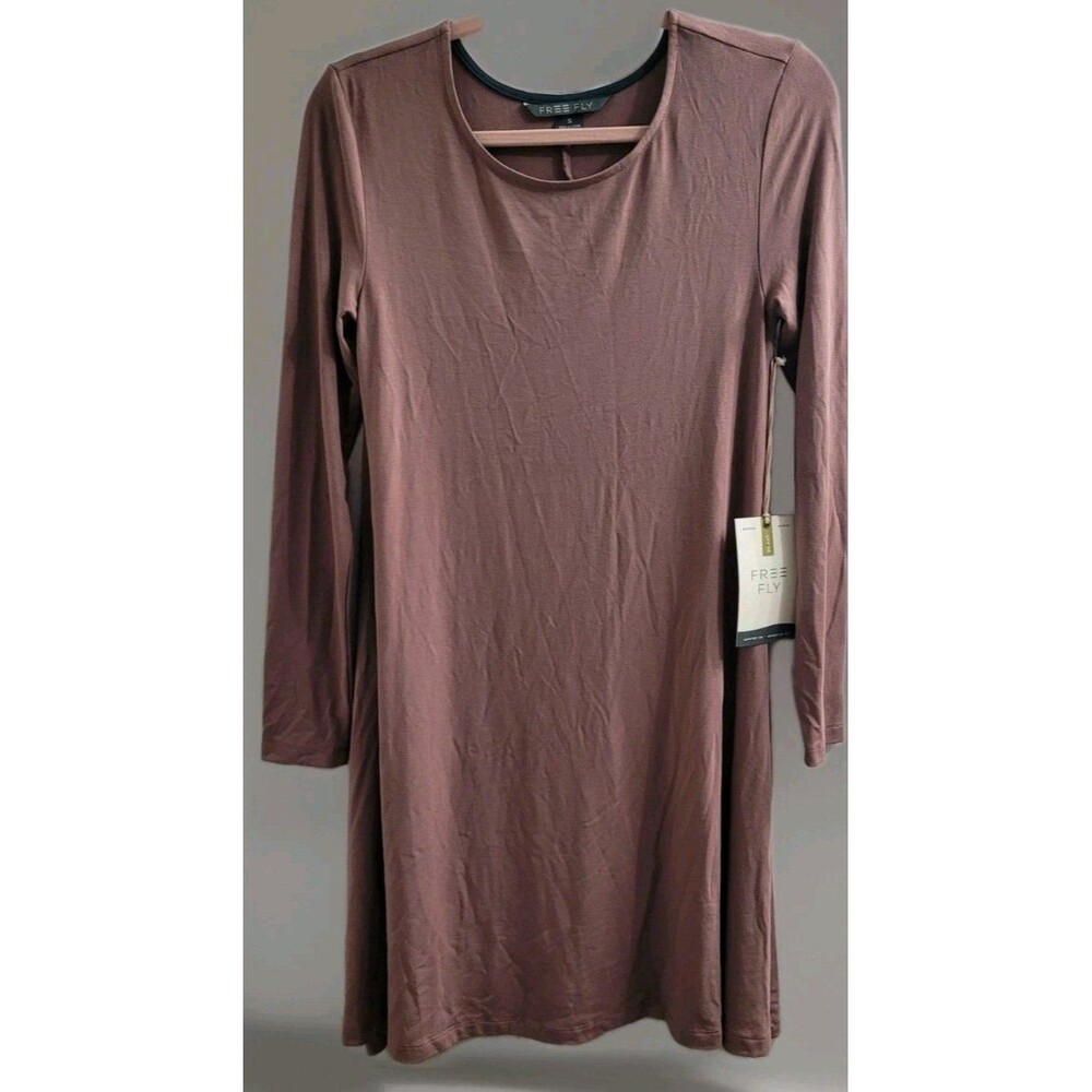 NWT Free Fly Bamboo Journey Dress In Sangria Sz Small Long Sleeve Hiking Camping